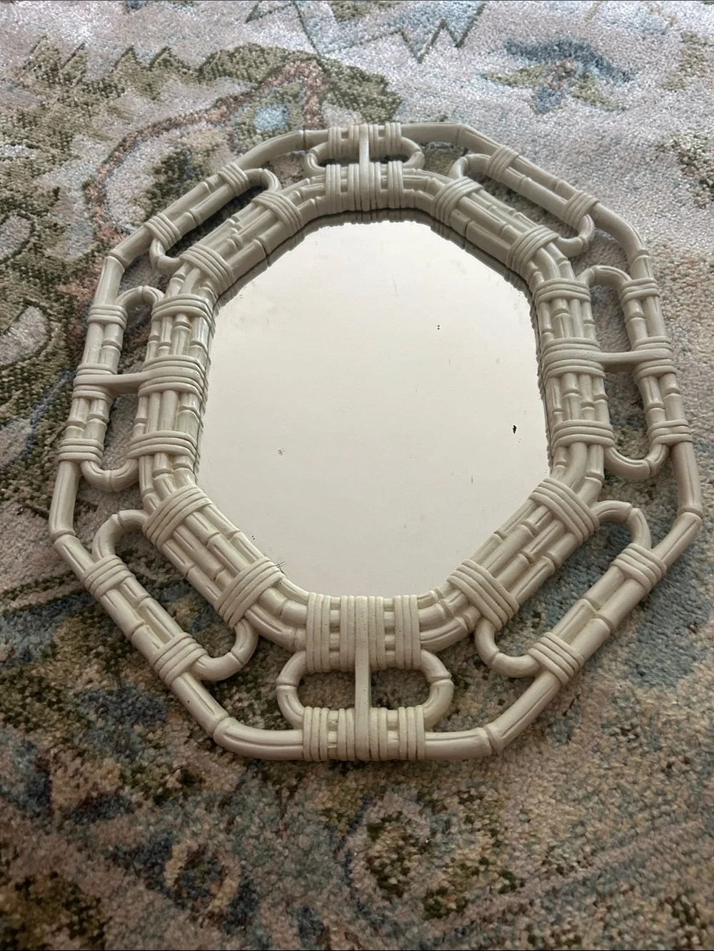 Home Interiors Cream Woven Octagonal Wall Mirror